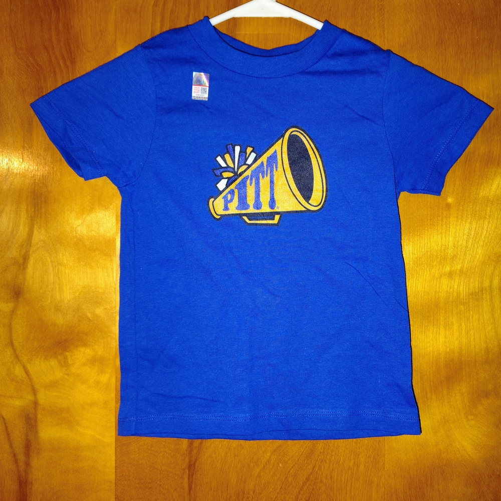 Port Brand,Blue and Gold Short Sleeve Tee with Bold Collage Sports Graphic,2T